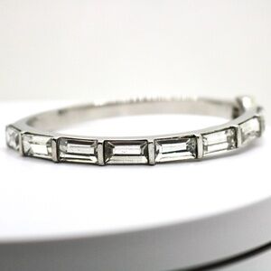Silver Tone Hinge Bracelet with 8 Baguette Crystals